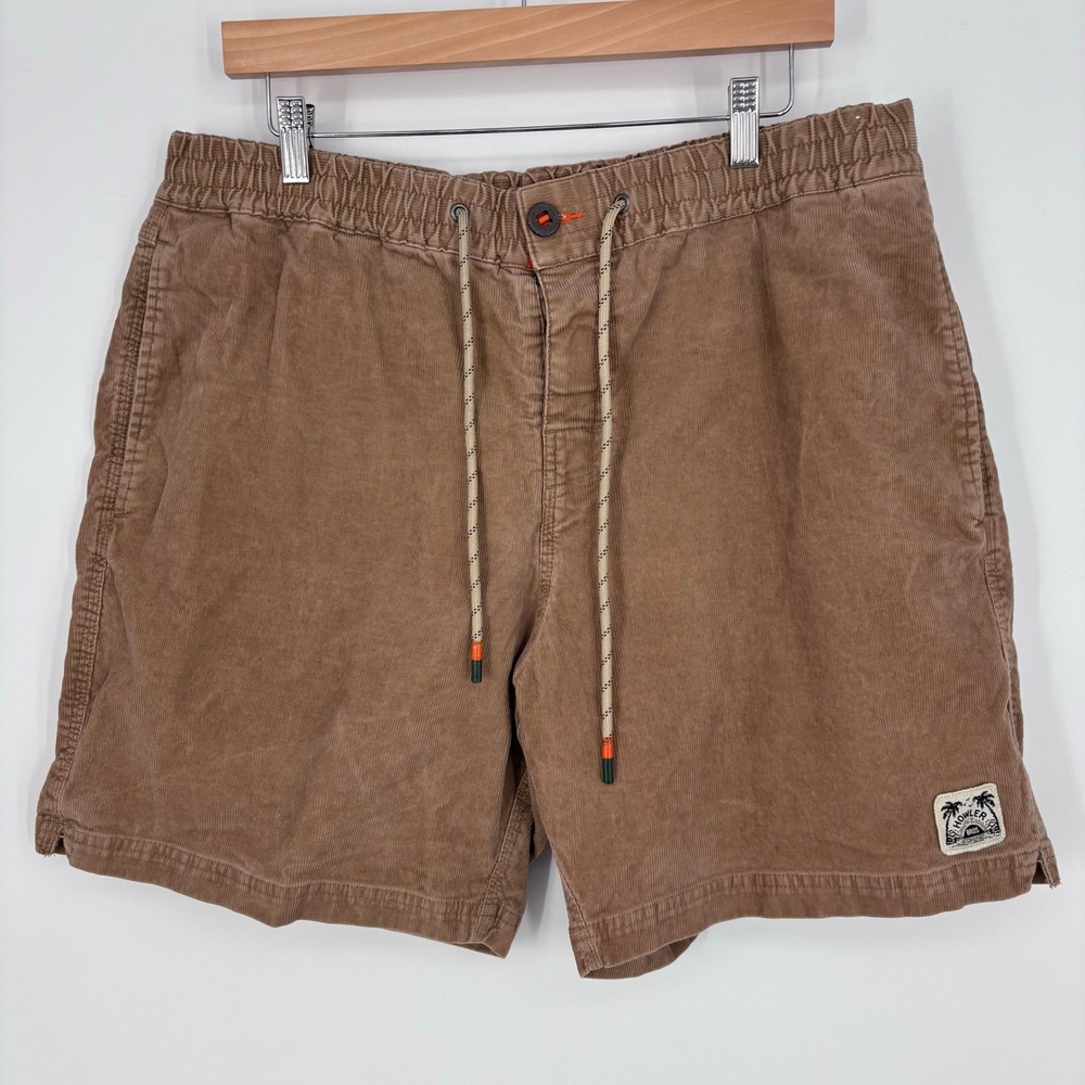 Howler Bros Pressure Drop Cord Shorts Mens 38 Brown Drawstring Stretch Corduroy